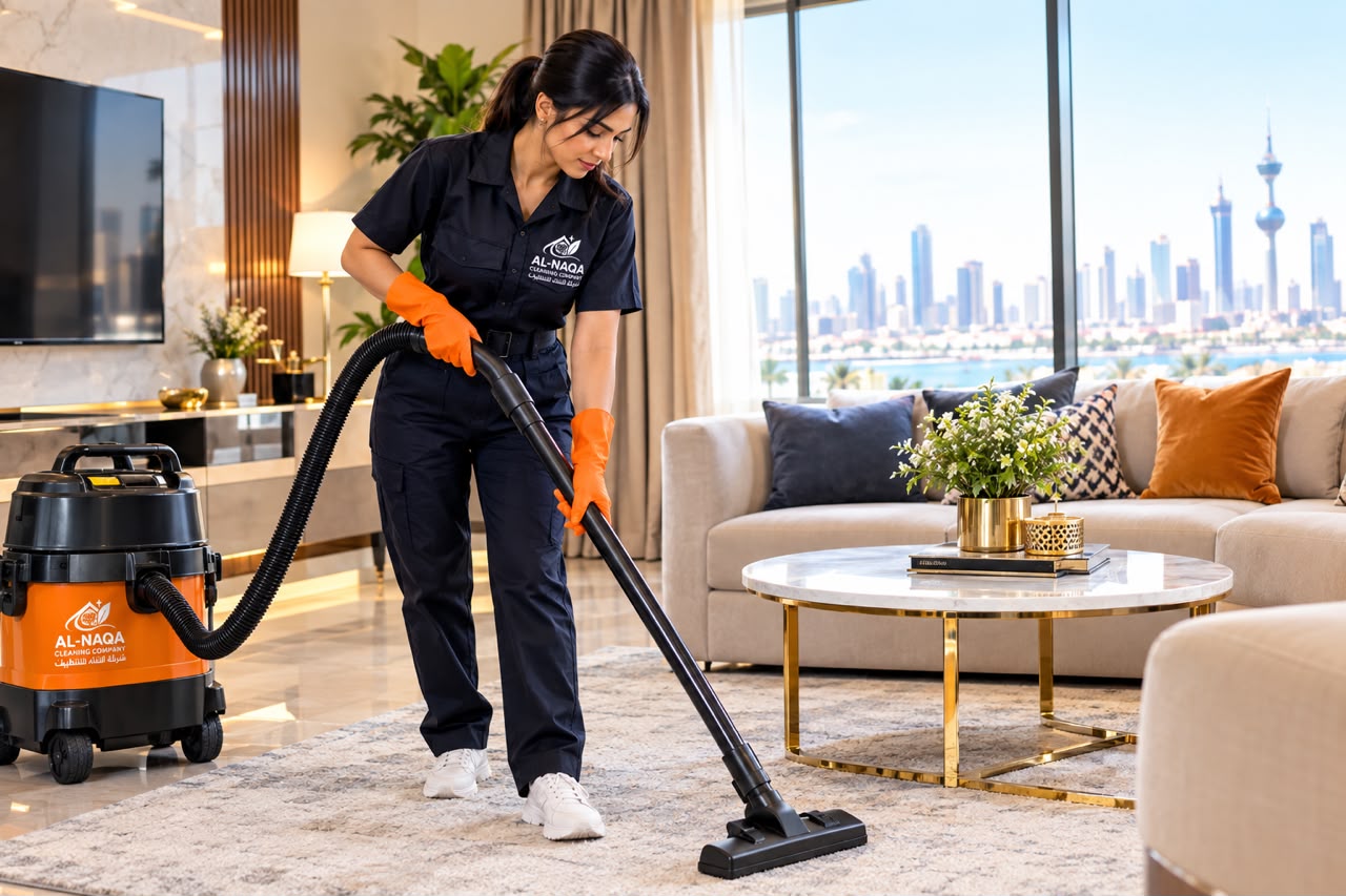 AL-NAQA Cleaning Professional executing deep cleaning in Kuwait